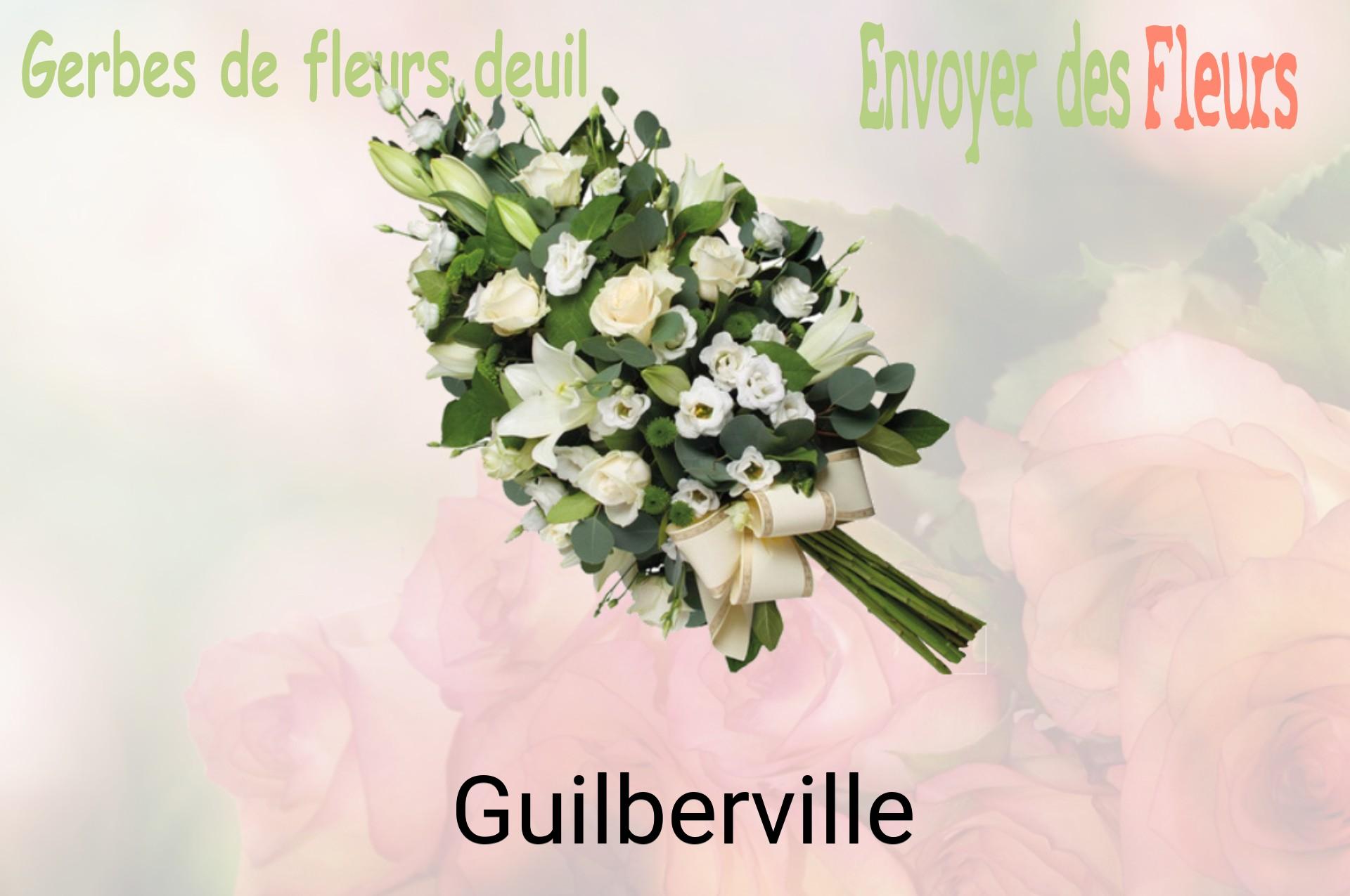 Gerbe de fleurs de deuil livrée à Guilberville